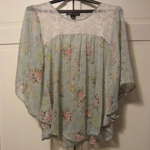Butterfly Style Floral Lace Blouse